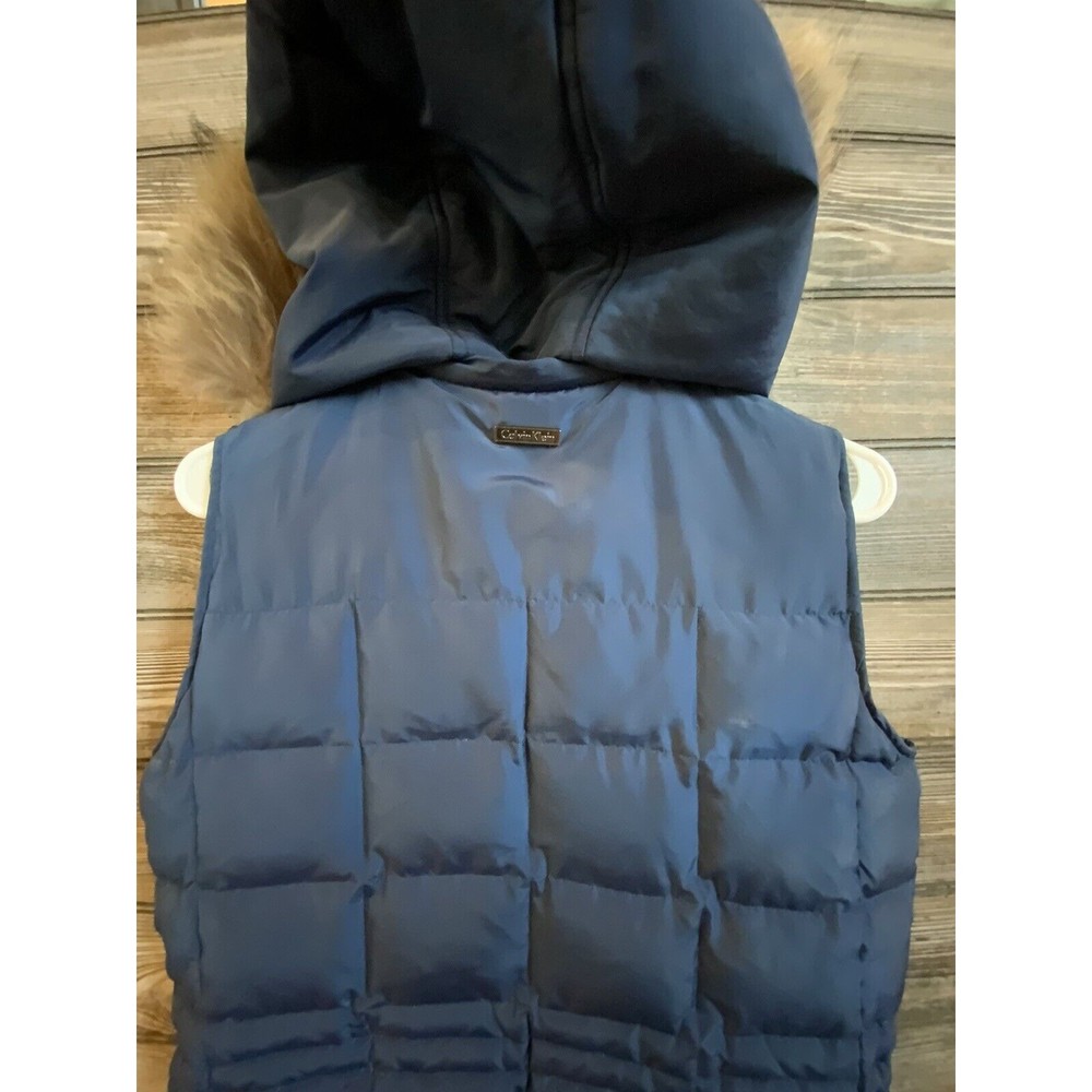 Calvin Klein Puffer Vest With Fur Trimmed Detachable Hood, Women’s XS - Picture 7 of 8